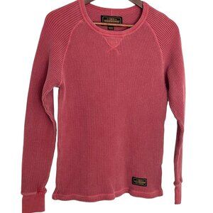 Tokyo Neighborhood Thermal Shirt Medium M Salmon Pink Waffle Knit Long Sleeve